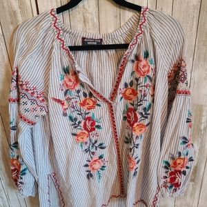 Johnny Was embroidered peasant shirt